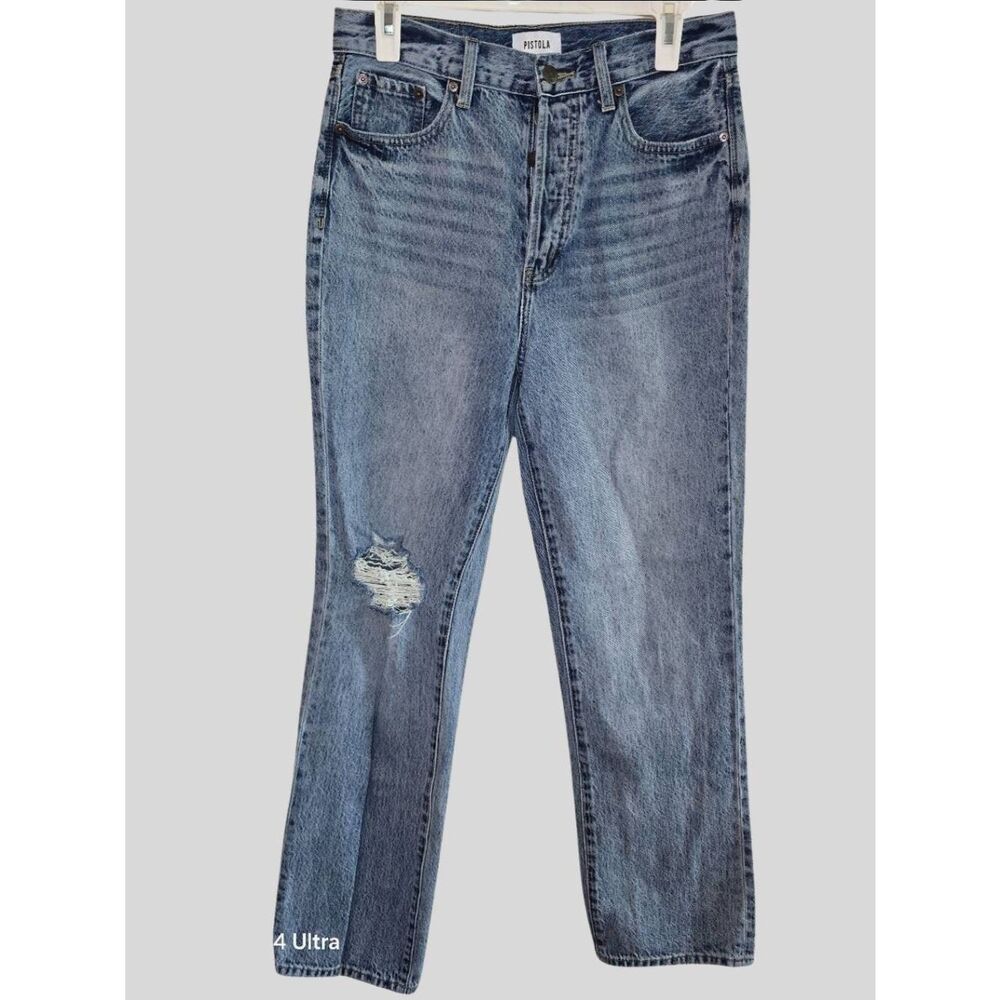 Pistola Women's Straight Leg Jeans Size 28 Ultra High Waist Button Fly Play Day - Picture 3 of 15